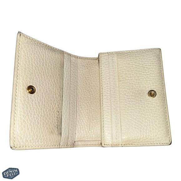 Gucci Marmont Mini Compact Wallet in White Pebbled Leather with Gold Double G - Picture 5 of 16